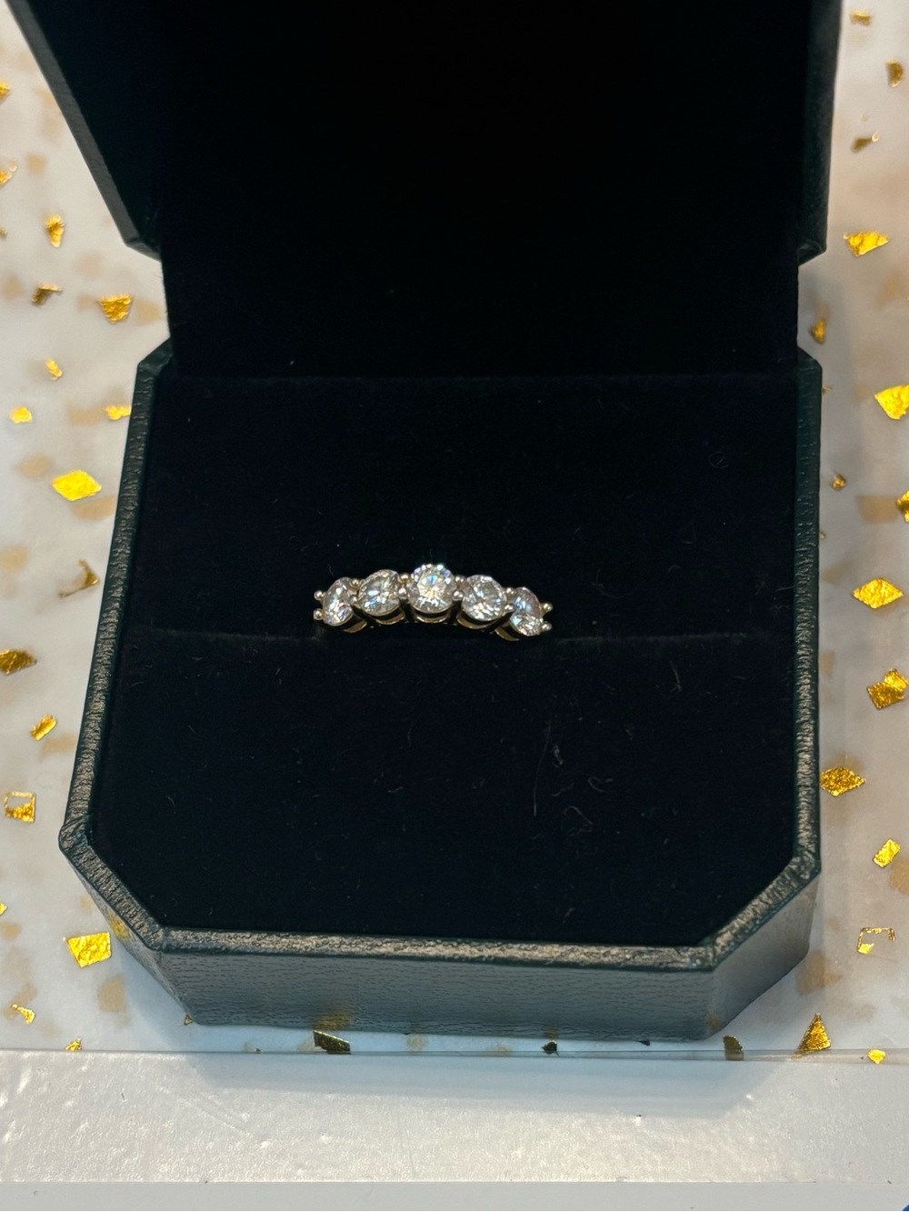 Moissanite Five-Stone Band - Yellow Gold Finish